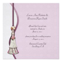 Pink Roses and Tassel Post Wedding Invitation