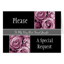 PINK Roses Best Friend Be My Maid of Honour Card