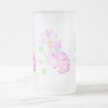 Pink Roses Frosted Glass Mug
