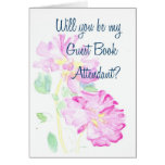 Pink Roses Guest Book Attendant Request Card