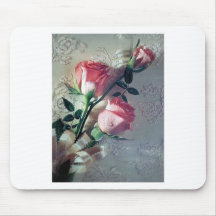 Pink roses lace wedding love mouse pads