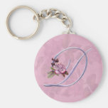 Pink Roses Monogram D Key Chain