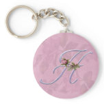 Pink Roses Monogram H keychains