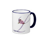 Pink Roses Monogram L Coffee Mugs