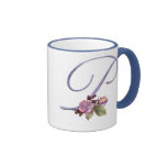 Pink Roses Monogram P Mugs