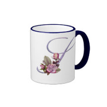 Pink Roses Monogram S Mugs