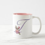 Pink Roses Monogram T Coffee Mug