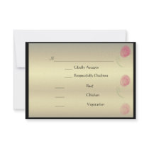 Pink Roses on Gold rsvp card Invites