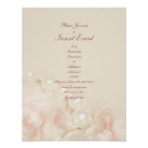 Pink roses pearls elegant wedding engagement personalized invites