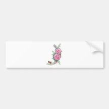 PINK ROSES & PINE by SHARON SHARPE Bumper Stickers