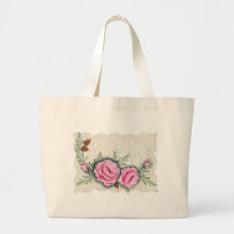 PINK ROSES & PINE by SHARON SHARPE Canvas Bags