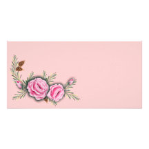 PINK ROSES & PINE by SHARON SHARPE Photo Greeting Card