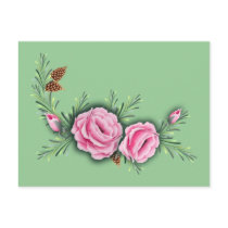 PINK ROSES & PINE by SHARON SHARPE Postcard