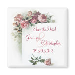 Pink roses save the date magnet