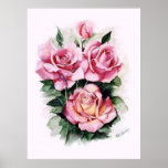 Pink Roses Watercolor posters