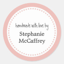 Pink rosette handmade custom label party favour stickers