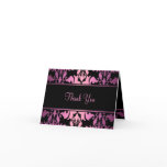 Pink Royal Damask Thank You Card
