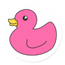 Pink Rubber Duck Round Sticker