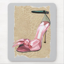 Pink Satin Ankle Straps on Safari Mouse Mats