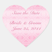 Pink Save the Date Heart Envelope Seal Heart Stickers