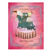 Pink Save The Date - LA Map With Lovely Birds Postcards