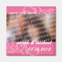 Pink save the date wedding announcement photo refrigerator magnet