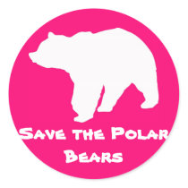 Pink Save the Polar Bears Stickers