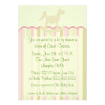 Pink Scallop Damask & Stripes Baby Shower Invite