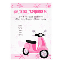 Pink Scooter with Hearts! Invites
