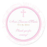 Pink Scroll Cross Address Label/Favour Sticker