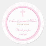 Pink Scroll Cross Address Label/Favour Sticker