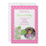 Pink Sea Turtle Tortoise *PHOTO* Birthday 5x7 Personalized Announcement