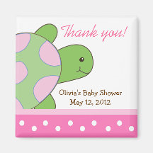 Pink Seaturtle Sea Turtle Baby Shower Favour Magne