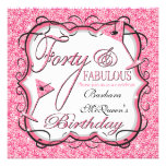 Pink Sequin 40th Birthday Party Invitations