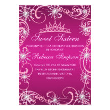 Pink Shimmer Snowflake Birthday Invite
