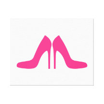 Pink Shoe Pumps Stretched Canvas Prints