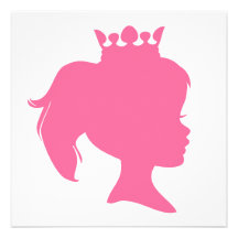 Pink Silhouette Princess T-shirts and Gifts Personalized Invites