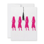Pink Silhouettes Tassle Graduation Party Invite invitations