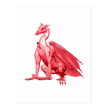 Pink Sitting Dragon Postcard