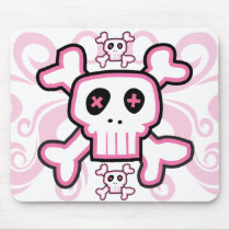 Pink Skull and Cross Bones mouse pad