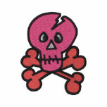 Pink Skull and Crossbones Embroidered Tees embroidered shirts