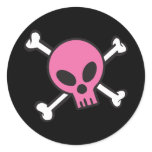Pink Skull and Crossbones Stickers