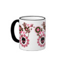 Pink Skull and Flower Circles mugs