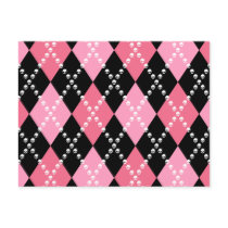 Pink Skull Argyle Post Card