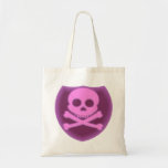 Pink Skull Badge Tote Bags