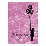 Pink - Skull & Crossbones Party Time Balloon Girl Invite