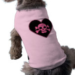Pink Skull in Heart Dog Clothes
