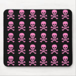 Pink Skulls on Black Mouse Pads