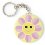 Pink Smiley Flower Keychains