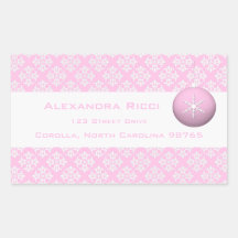 Pink Snowflake Ornament Rectangle Sticker